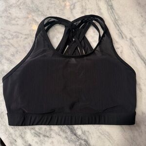 Fabletics Black Strappy Back Sports Bra w/ Mesh Overlay
